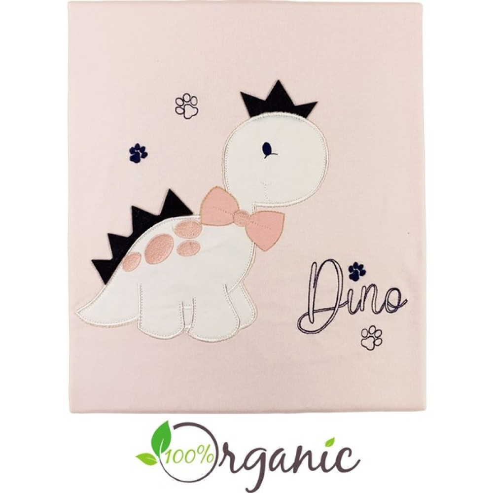 Miniel Kız Bebek Dino Nakışlı 90x80 Cm Çift Kat Pamuklu Penye Bebek Battaniyesi - SOMON - Ekru - 0 - 1 Yaş Bebek Battaniyesi Fiyatı