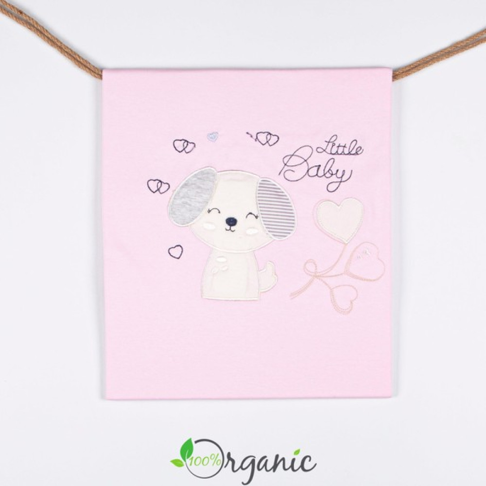 Miniel Kız Bebek Love Dog Nakışlı 90x80 Cm Çift Kat Pamuklu Penye Bebek Battaniyesi - PEMBE - Ekru - 0 - 1 Yaş Bebek Battaniyesi Fiyatı