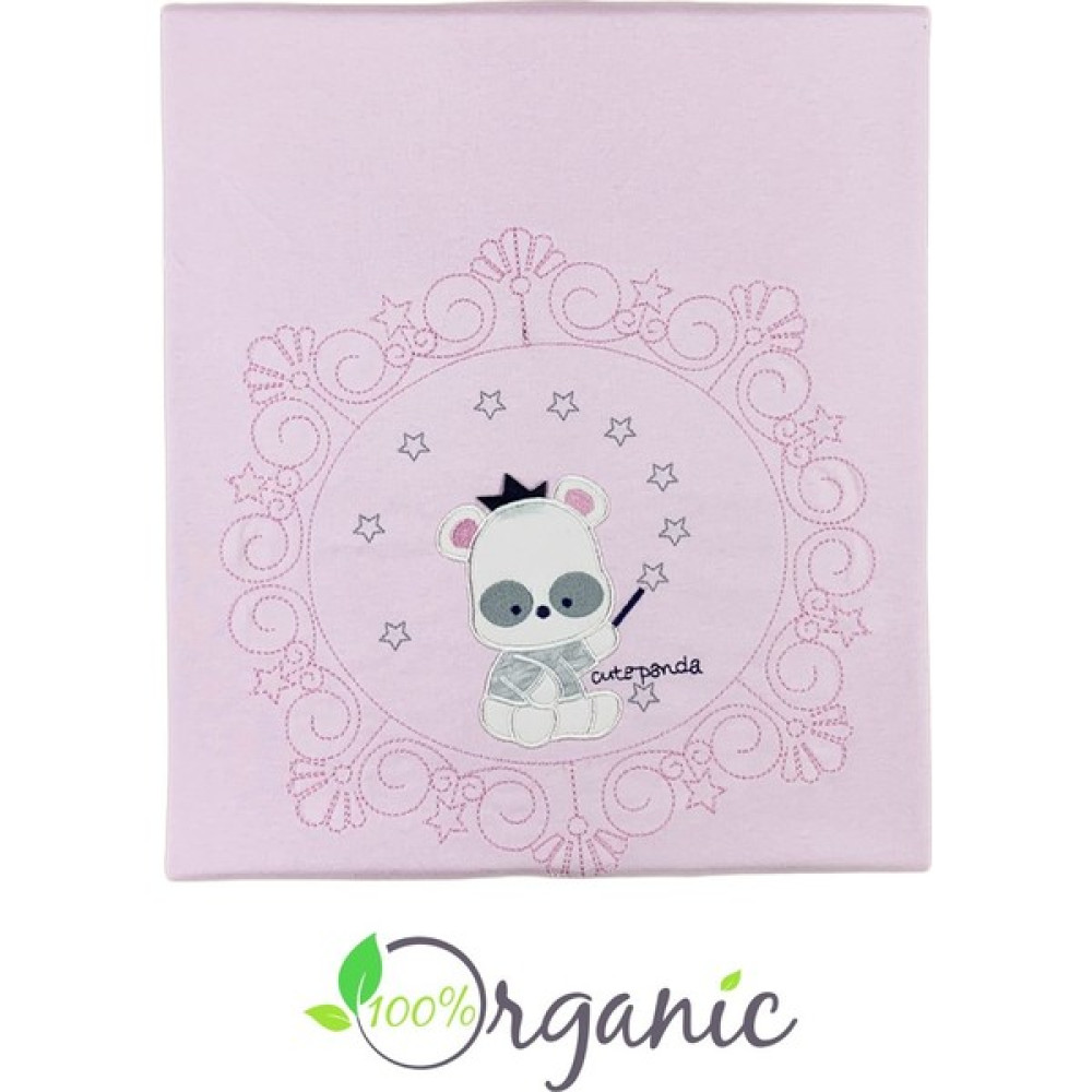Miniel Kız Bebek Panda Nakışlı 90x80 Cm Çift Kat Pamuklu Penye Bebek Battaniyesi - PEMBE - Ekru - 0 - 1 Yaş Bebek Battaniyesi Fiyatı
