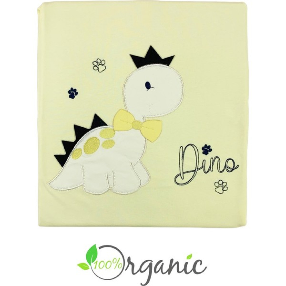 Miniel Unisex Bebek Dino Nakışlı 90x80 Cm Çift Kat Pamuklu Penye Bebek Battaniyesi - SARI - Ekru - 0 - 1 Yaş Bebek Battaniyesi Fiyatı
