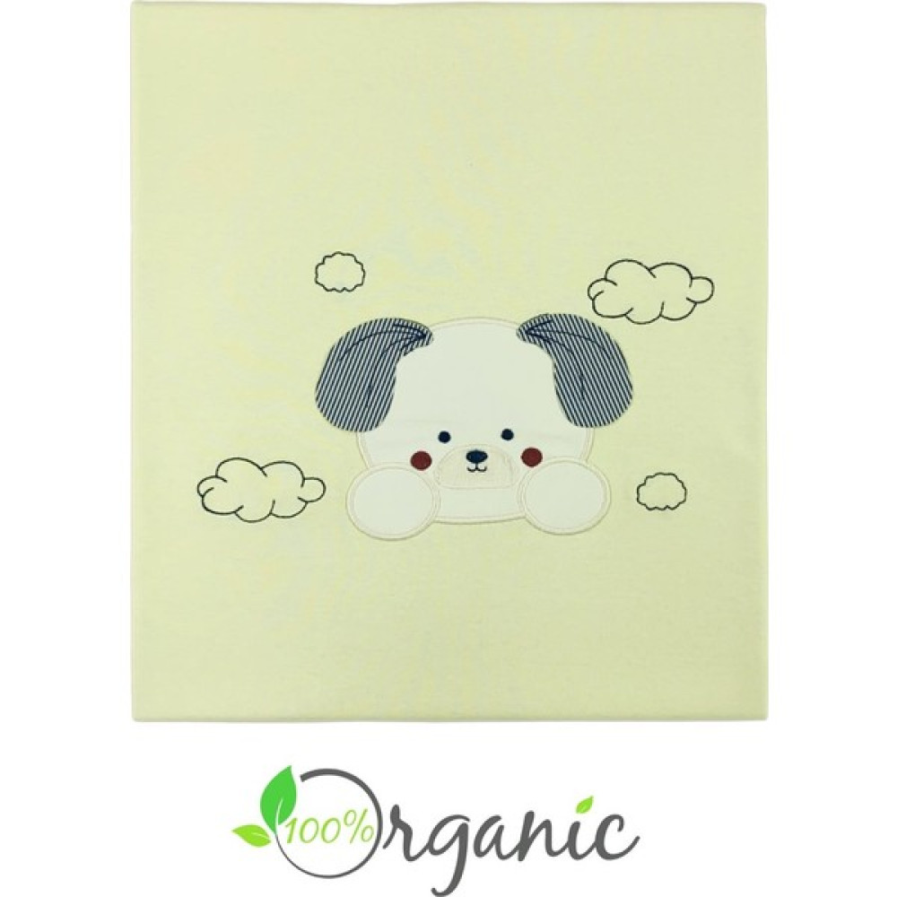 Miniel Unisex Bebek Kulaklı Köpek Nakışlı 90x80 Cm Çift Kat Pamuklu Penye Bebek Battaniyesi - SARI - Ekru - 0 - 1 Yaş Bebek Battaniyesi Fiyatı