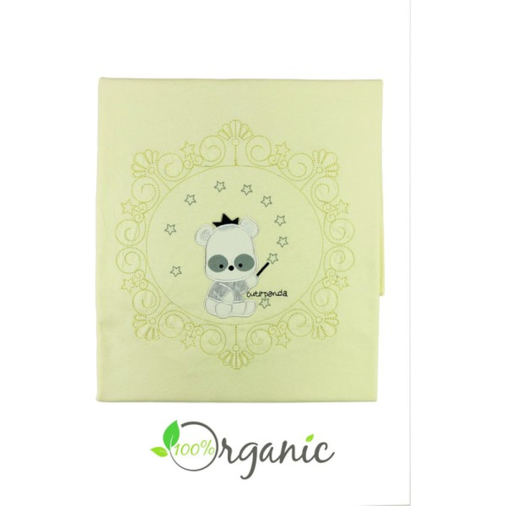 Miniel Unisex Bebek Panda Nakışlı 90x80 Cm Çift Kat Pamuklu Penye Bebek Battaniyesi - SARI - Ekru - 0 - 1 Yaş Bebek Battaniyesi Fiyatı