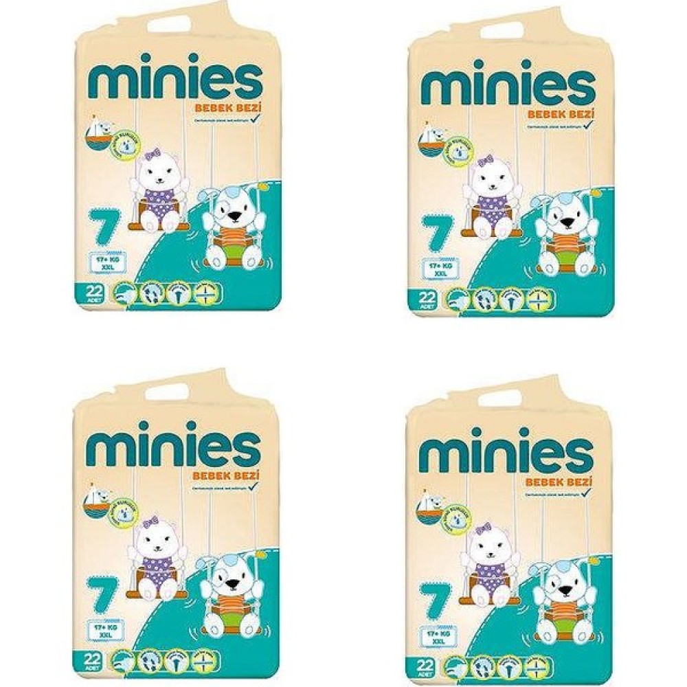 Minies 7 Numara 22x4=88 Adet Bebek Bezi 17+ Kg - Yok Bebek Bezi Fiyatı