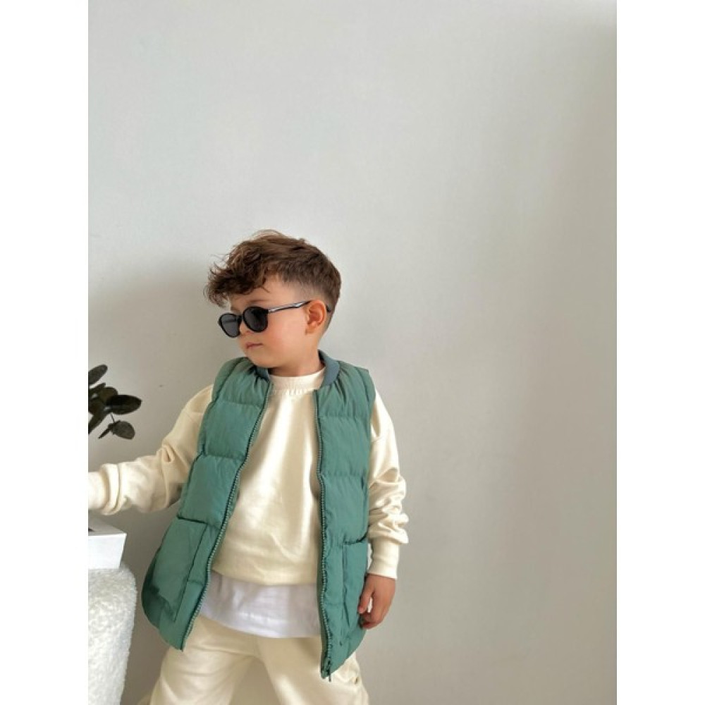 Miniğimin Cicileri Cepli Şişme Hakim Yaka Çocuk Unisex yelek - Yesil Erkek Çocuk Yelek Fiyatı