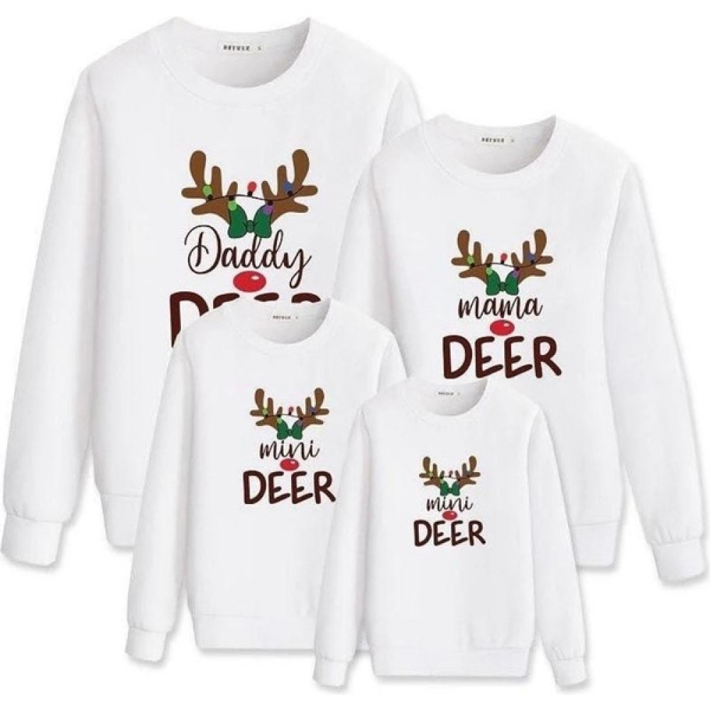 Miniğimin Cicileri Yeni Yıl Aile Kombin Deer Baskılı (Tekli Satış) Kız Çocuk Sweatshirt Fiyatı