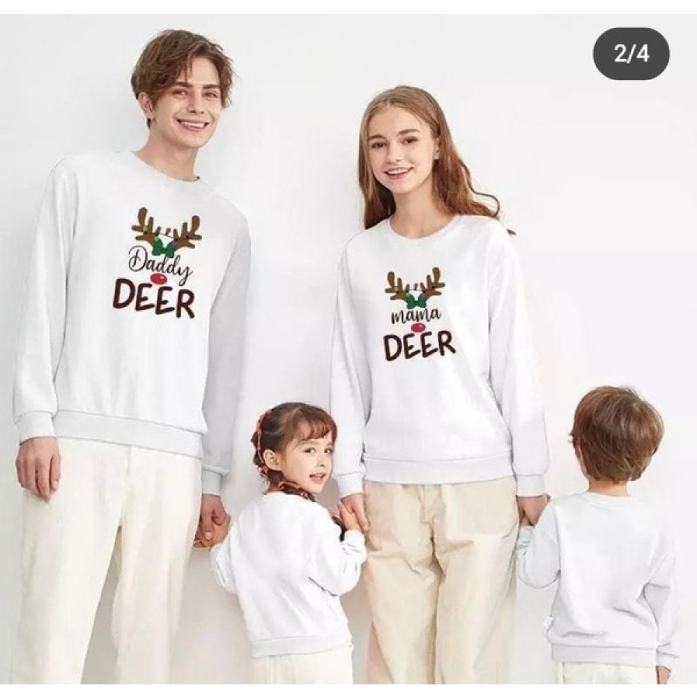 Miniğimin Cicileri Yeni Yıl Aile Kombin Deer Baskılı (Tekli Satış) - Baba Sweat Tişört Erkek Çocuk Sweatshirt Fiyatı