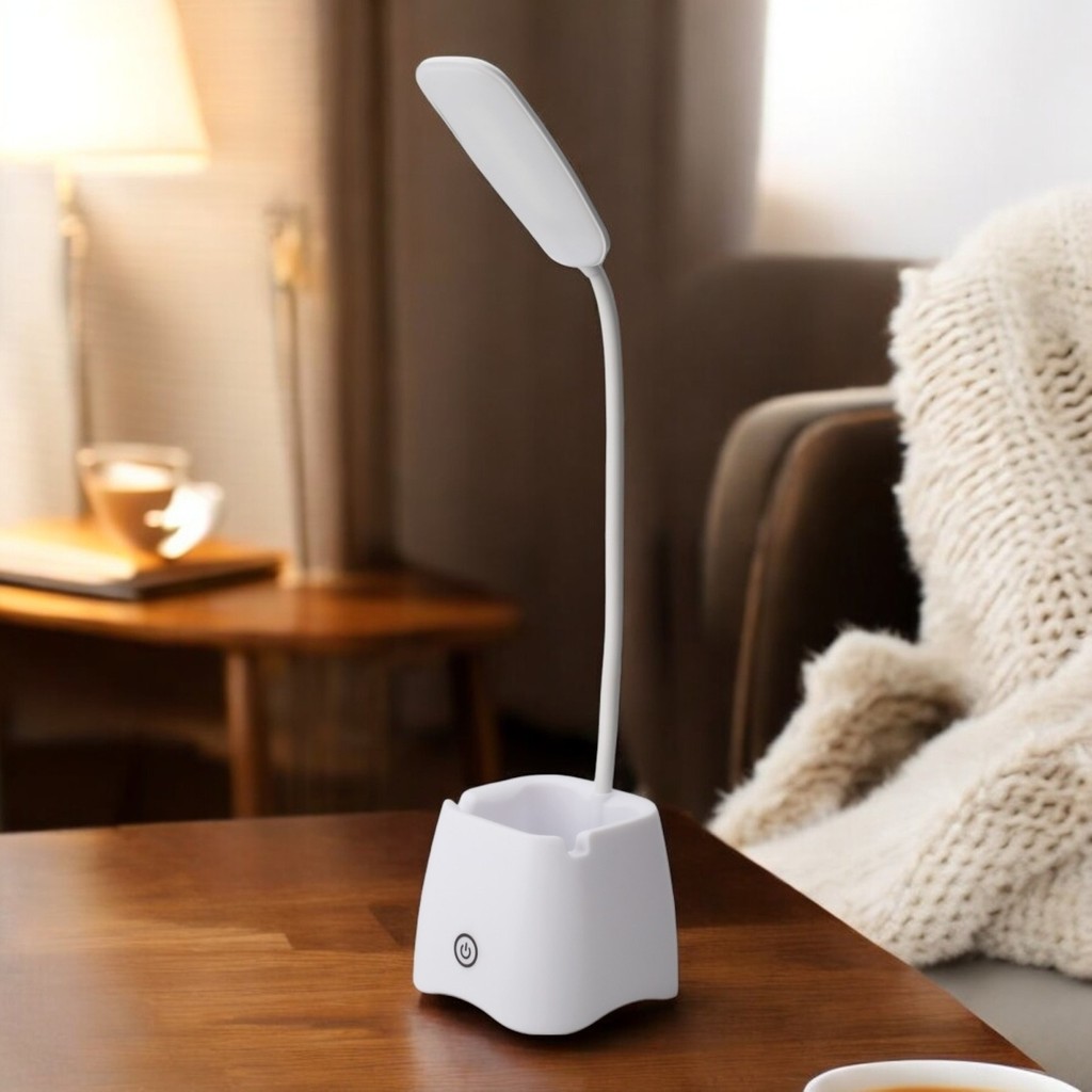 Minihome 7220 USB Şarjlı Masa Lambası 3 Modlu Dokunmatik Telefon Standlı Kalemlikli Okuma Işığı - Beyaz Kalem & Yazı Gereçleri Fiyatı