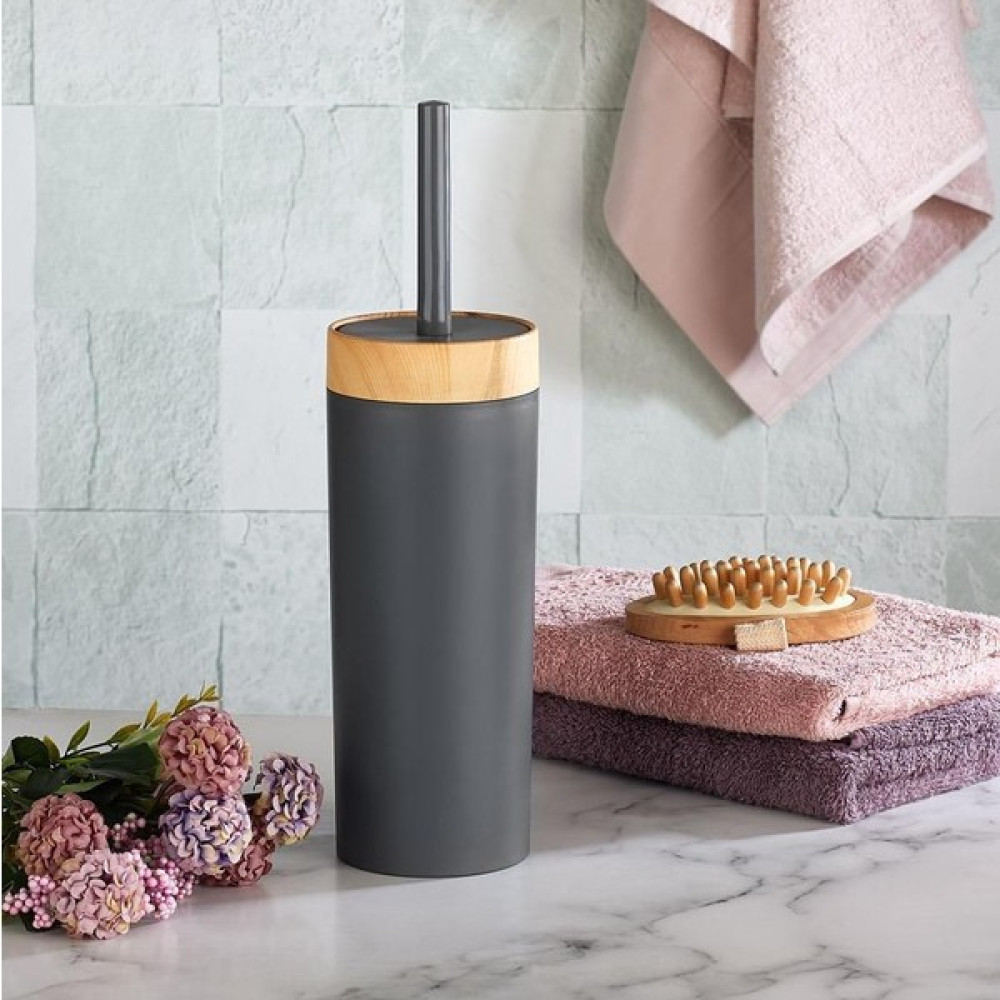 Minihome Bambu Görünümlü Tuvalet Fırçası Antrasit Klozet Fırçası Fiyatı
