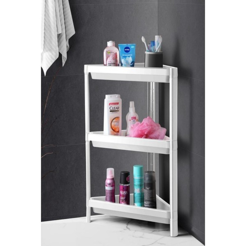 Minihome Vesken Üçgen Raf Ünitesi 3 Katlı Köşe Banyo Rafı Düzenleyici Beyaz Banyo Dolabı / Mobilyası Fiyatı