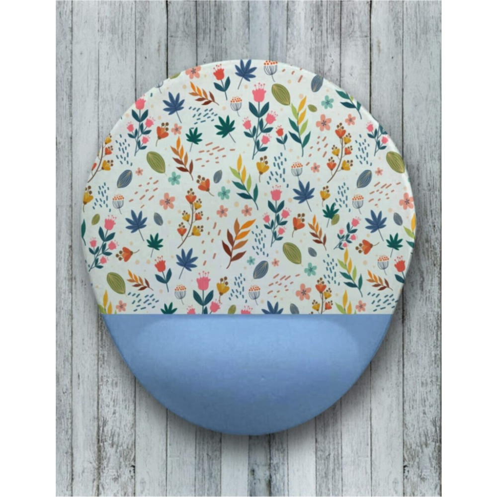 Minik Çiçekli Oval Bilek Destekli Mouse Pad - Beyaz Mouse Pad Fiyatı