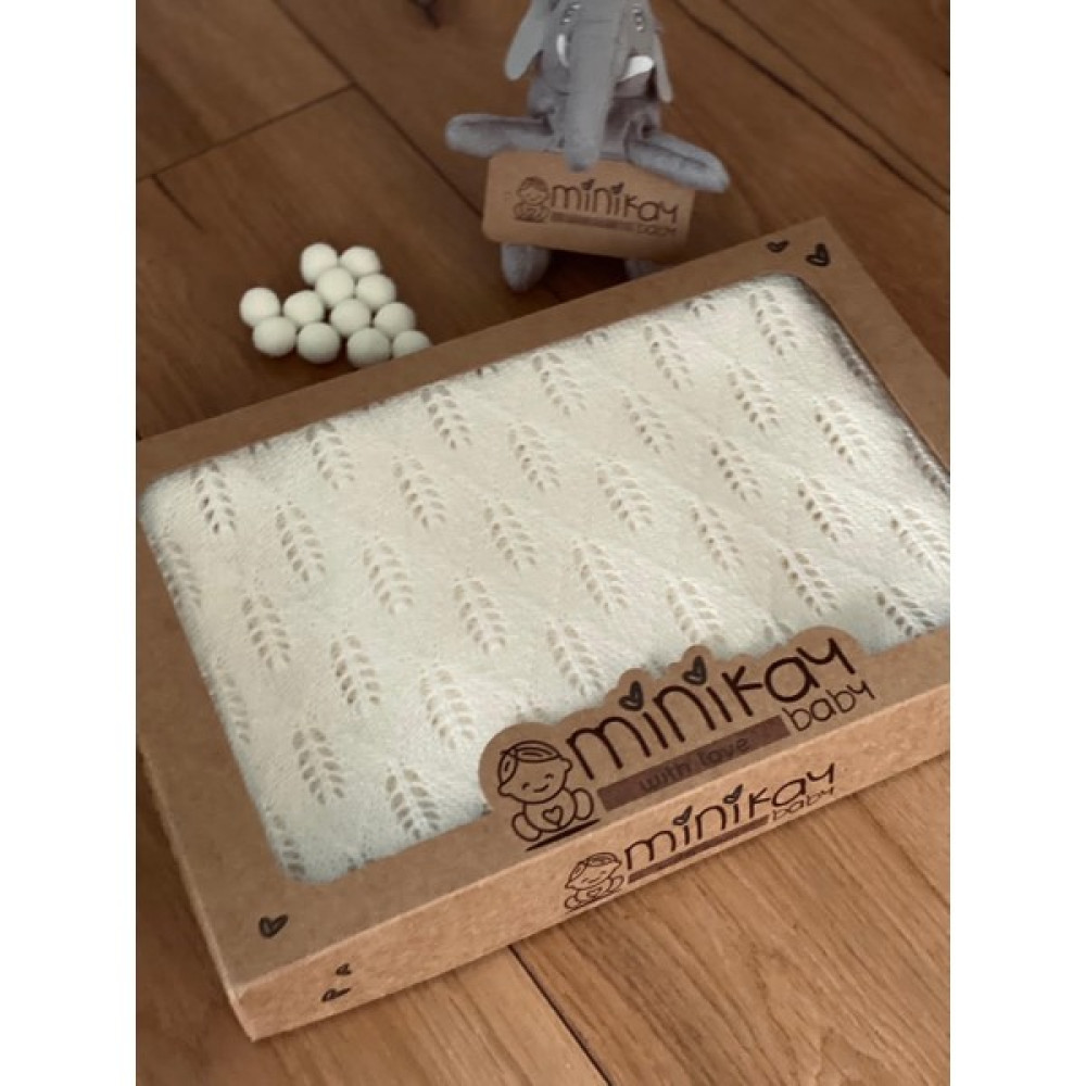 Minikay Baby Yeni Doğan Triko Bebek Battaniyesi Ajurlu - 85 x 100 - Ekru Bebek Battaniyesi Fiyatı
