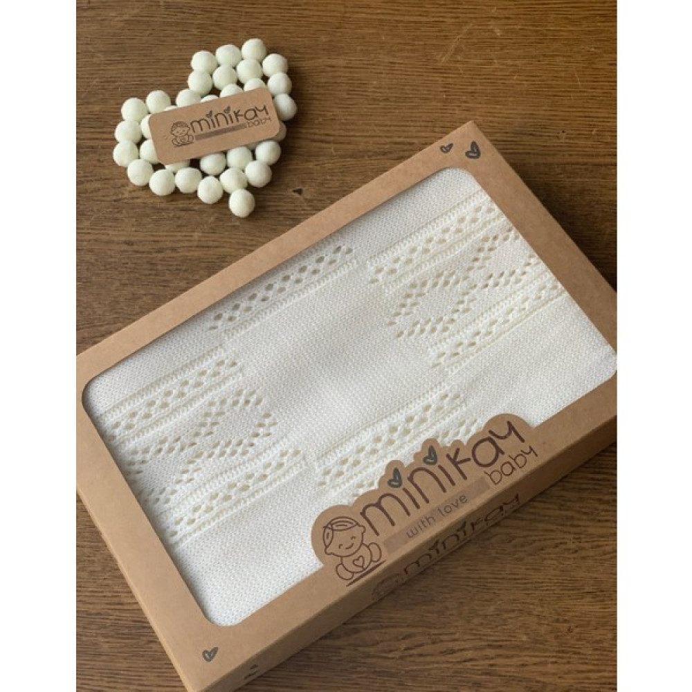 Minikay Baby Yenidoğan Triko Bebek Battaniyesi - 80 x 90 - Ekru Bebek Battaniyesi Fiyatı