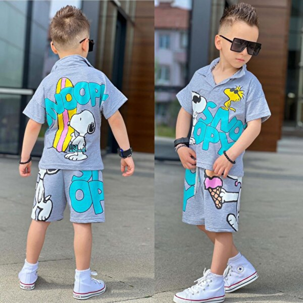 Miniko Kids Erkek Çocuk Gömlek Yaka Snoopy Modelli Pamuk Şortlu Takım Erkek Çocuk Giyim Takımı Fiyatı