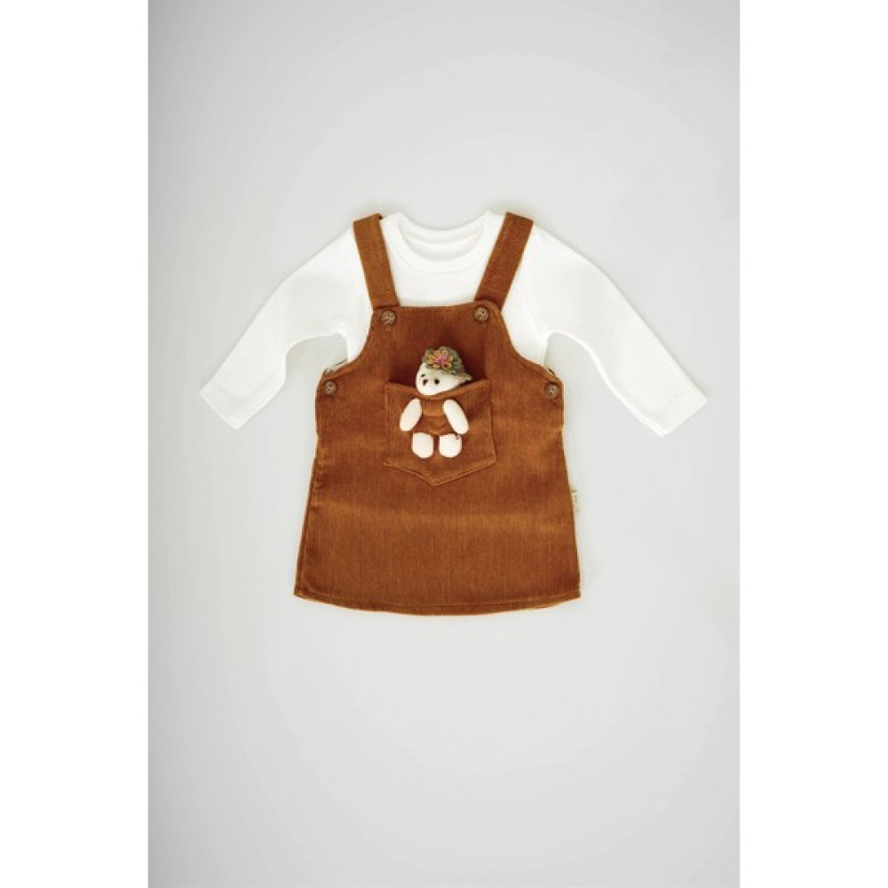 Miniko Kids Kız Bebek Ayıcık Figürlü 2 Li Salopet Elbise Bebek Elbisesi Fiyatı