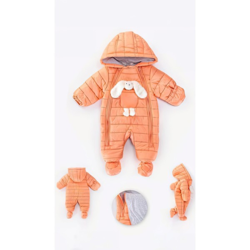 Miniko Kids Kız Bebek Tavşan Pamuk Astarlı Çift Fermuarlı Patikli Eldivenli Astronot Mont Tulum Bebek Montu Fiyatı