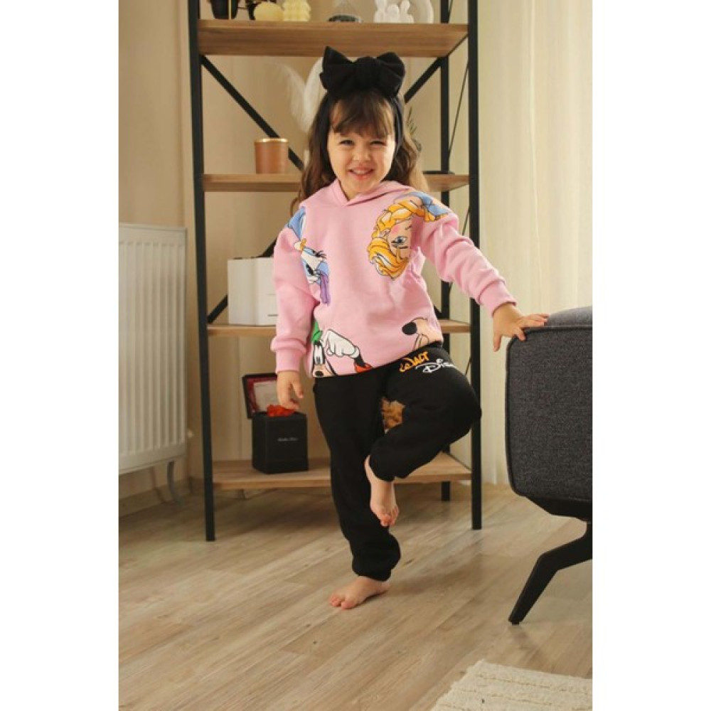 Miniko Kids Kız Çocuk Mickey Hello Kitty Elsa Kapşonlu 3 İplik Pamuk Takım Kız Çocuk Giyim Takımı Fiyatı