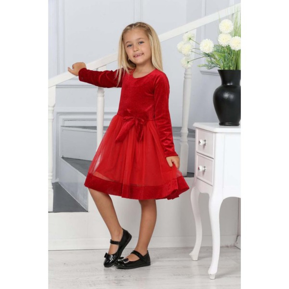Miniko Kids Kız Çocuk Yılbaşı Temalı Fiyonklu Eteği Tül Uzun Kol Elbise Kız Çocuk Elbise Fiyatı