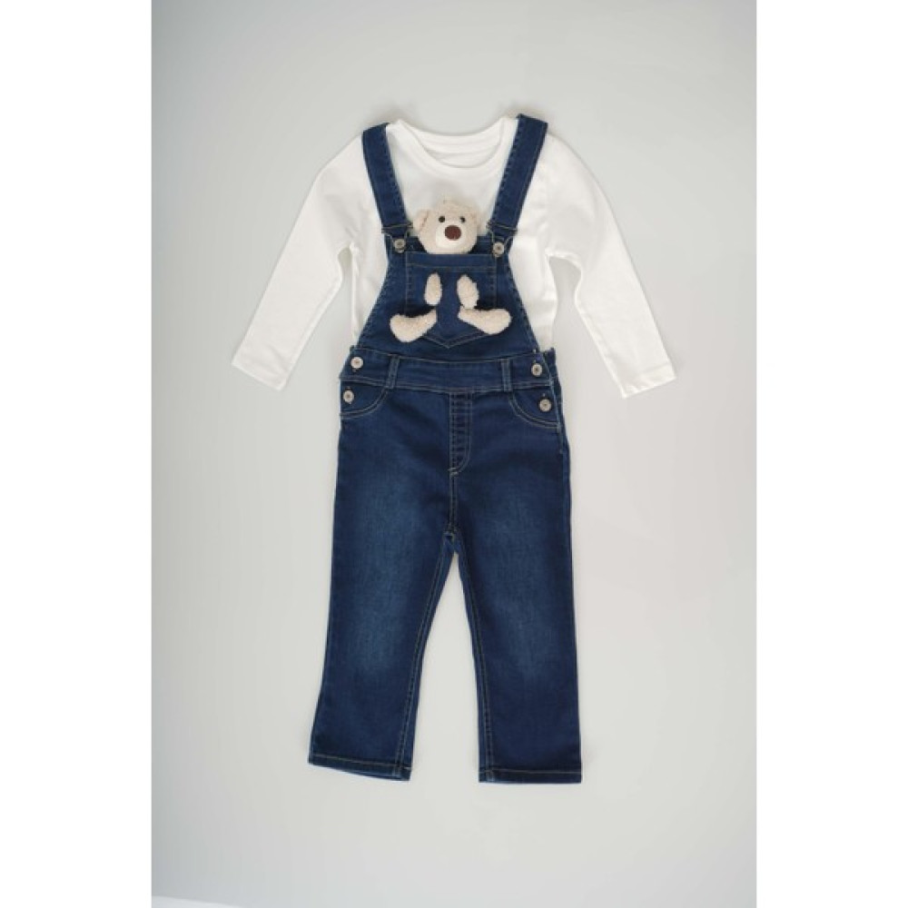 Miniko Kids Unisex Ayıcıklı Badili 2li Kot Salopet Kız Çocuk Tulum ve Salopet Fiyatı