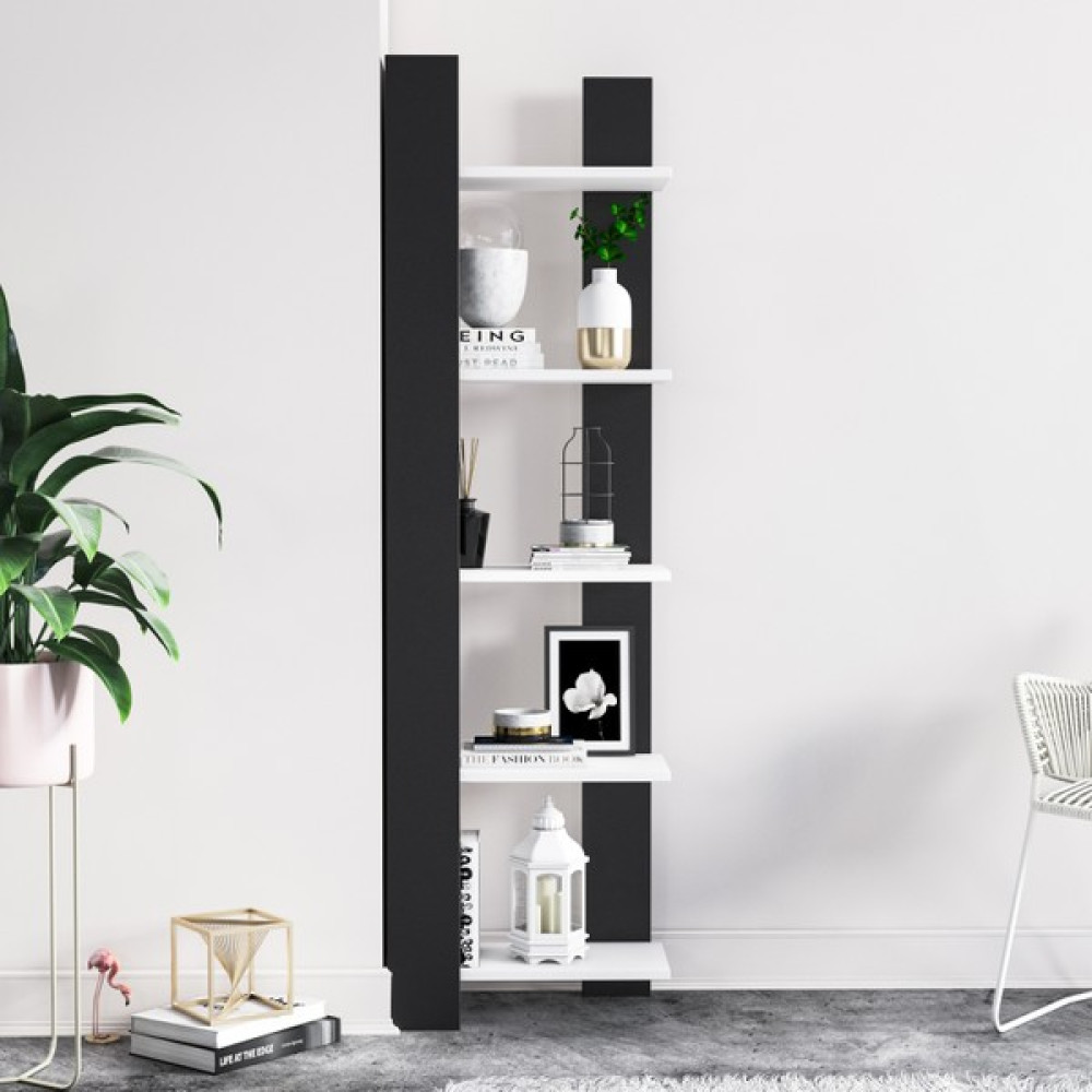 MinimaDecor by Ocasso Reeta Köşe Kitaplık - Beyaz - Siyah Kitaplık Fiyatı
