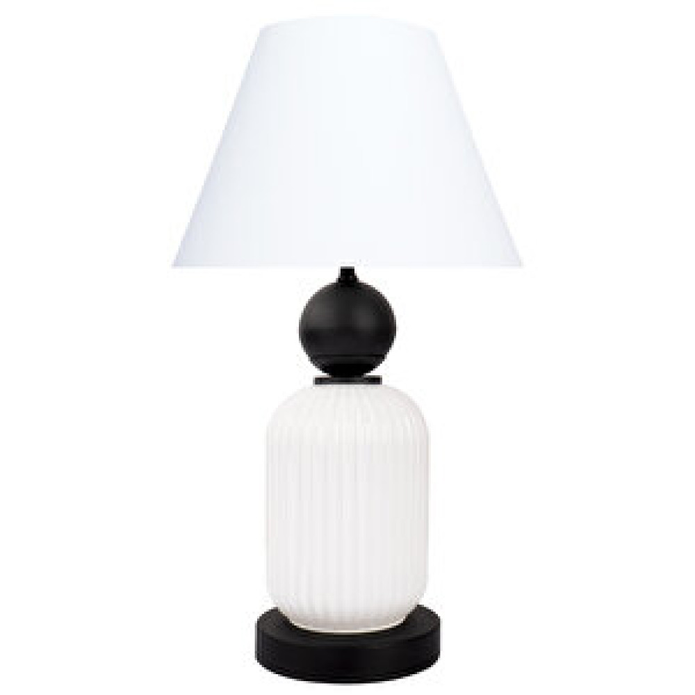 Minimal E-Ticaret Lotus Opal Black - White Koni̇ Cam Abajur Siyah Abajur Fiyatı