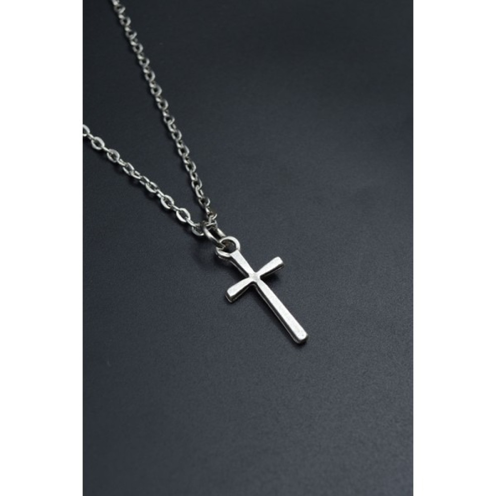 Minimal Haç Gümüş Kaplama Unisex Düz Zincir Kolye kod 678 Kolyeler Fiyatı