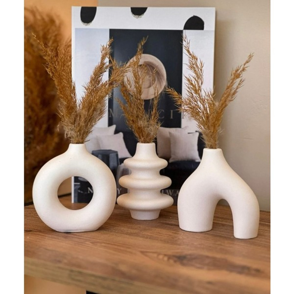 Minimal Vazo Set 3'lü Bohem Biblo Minyatür Mini Set Beyaz Biblo Fiyatı