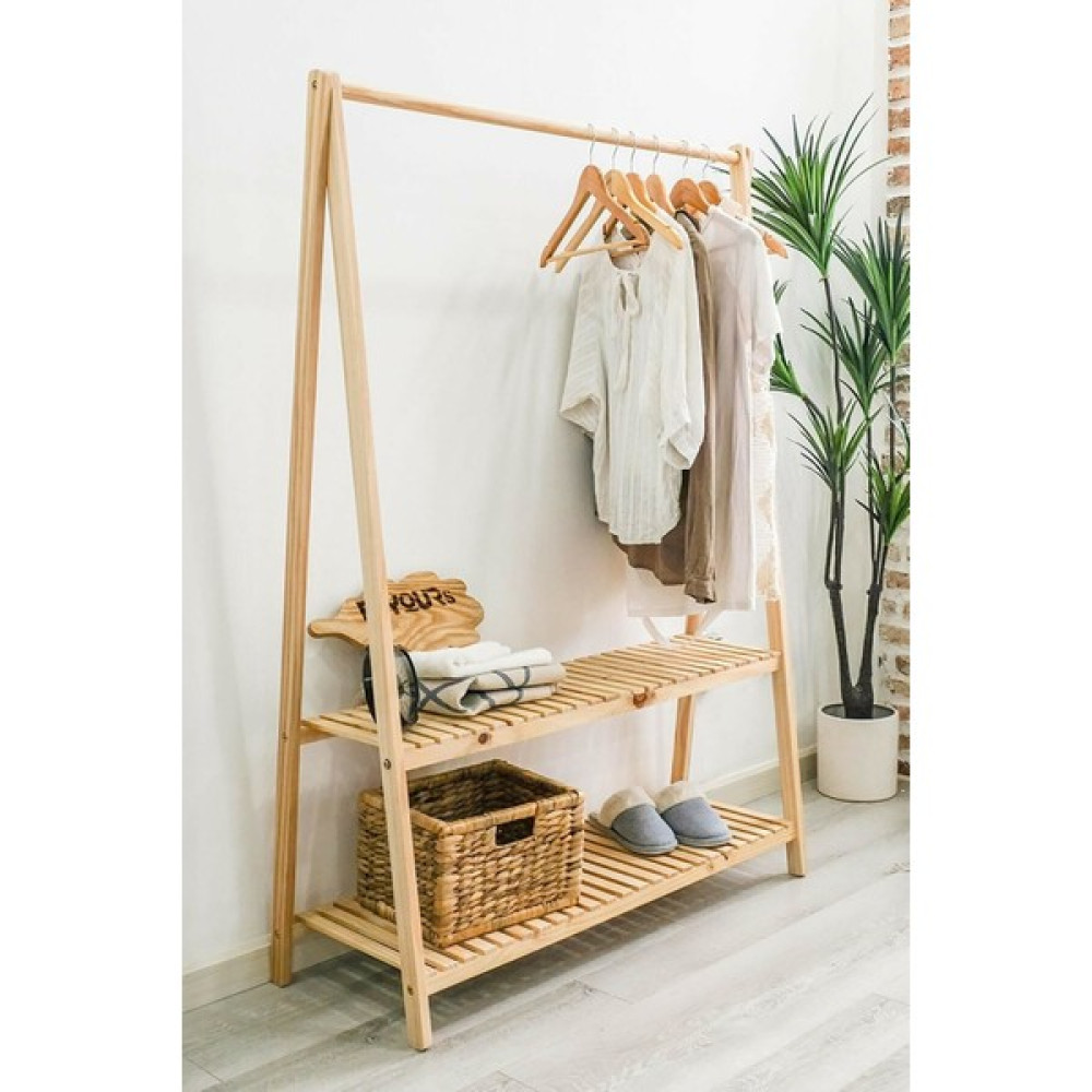 Minimal Wood Store Ahşap Askılık 2 Raflı 148*106*38CM Vestiyer Fiyatı