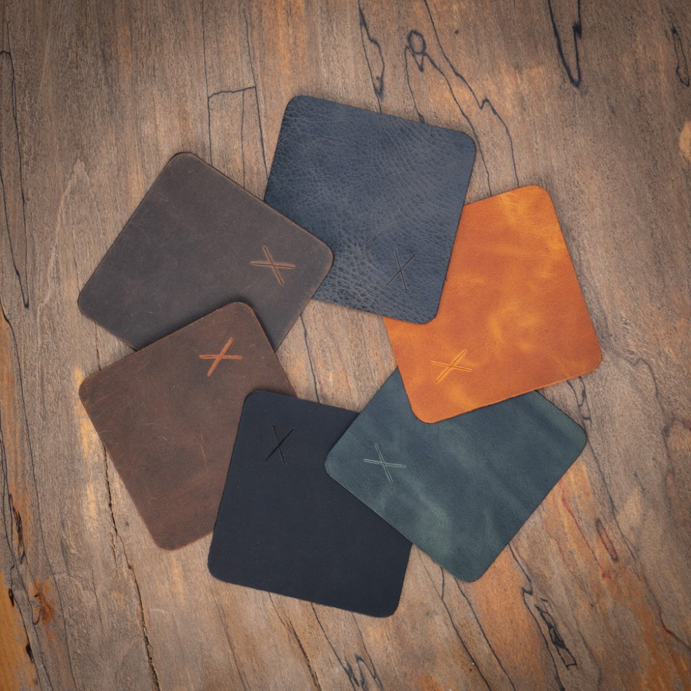 Minimal X Design Minimal x Hakiki Deri Bardak Altlığı 6'lı Veya 4'lü Set - Gerçek Deri ve El Yapımı - Minimalist Tasarı - 6'lı Set - Renkli Bardak Altlığı Fiyatı