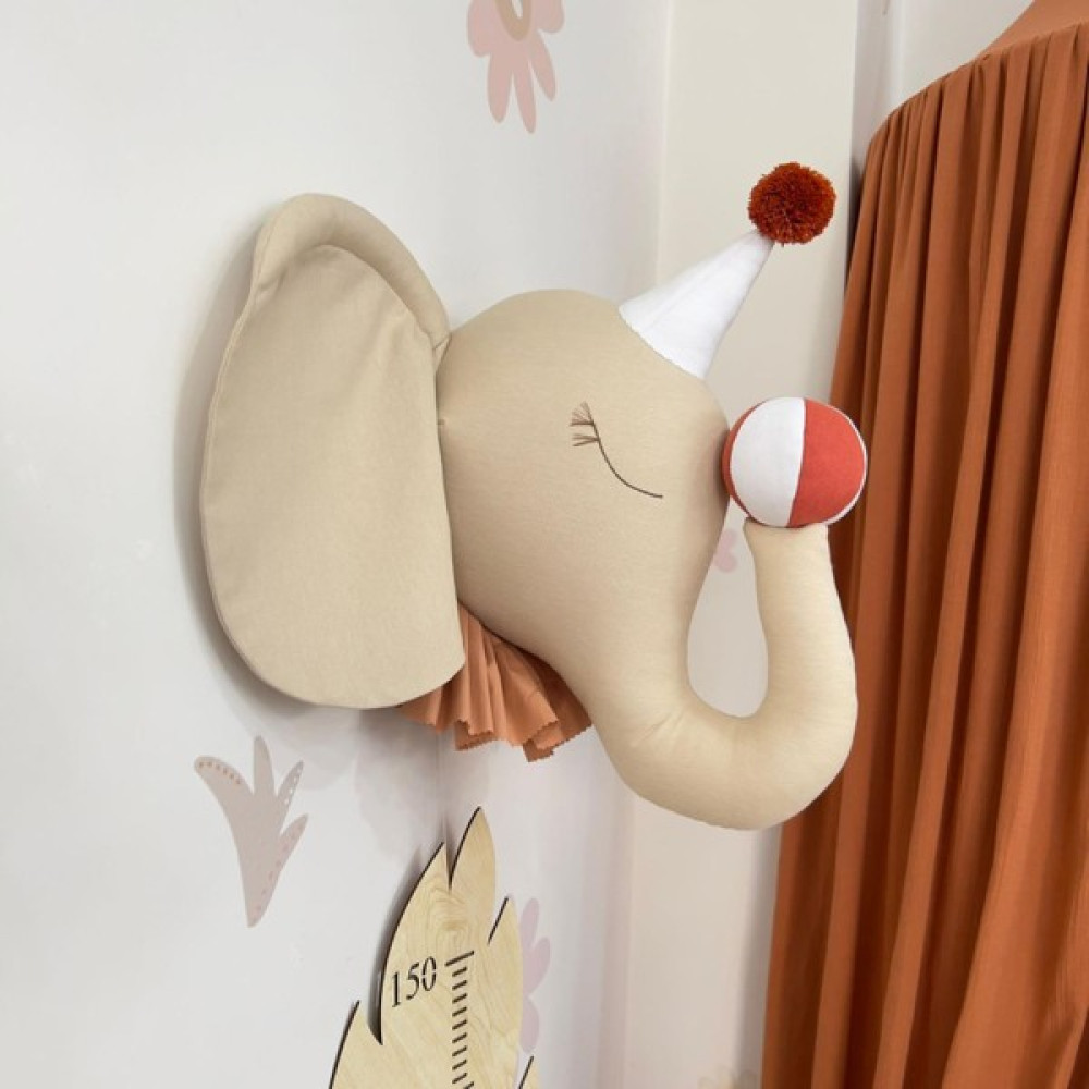 Miniminitoys Fil Büst, Çocuk Odası Duvar Aksesuarı - Bej - Kiremit Bebek Odası Duvar Süsü Fiyatı
