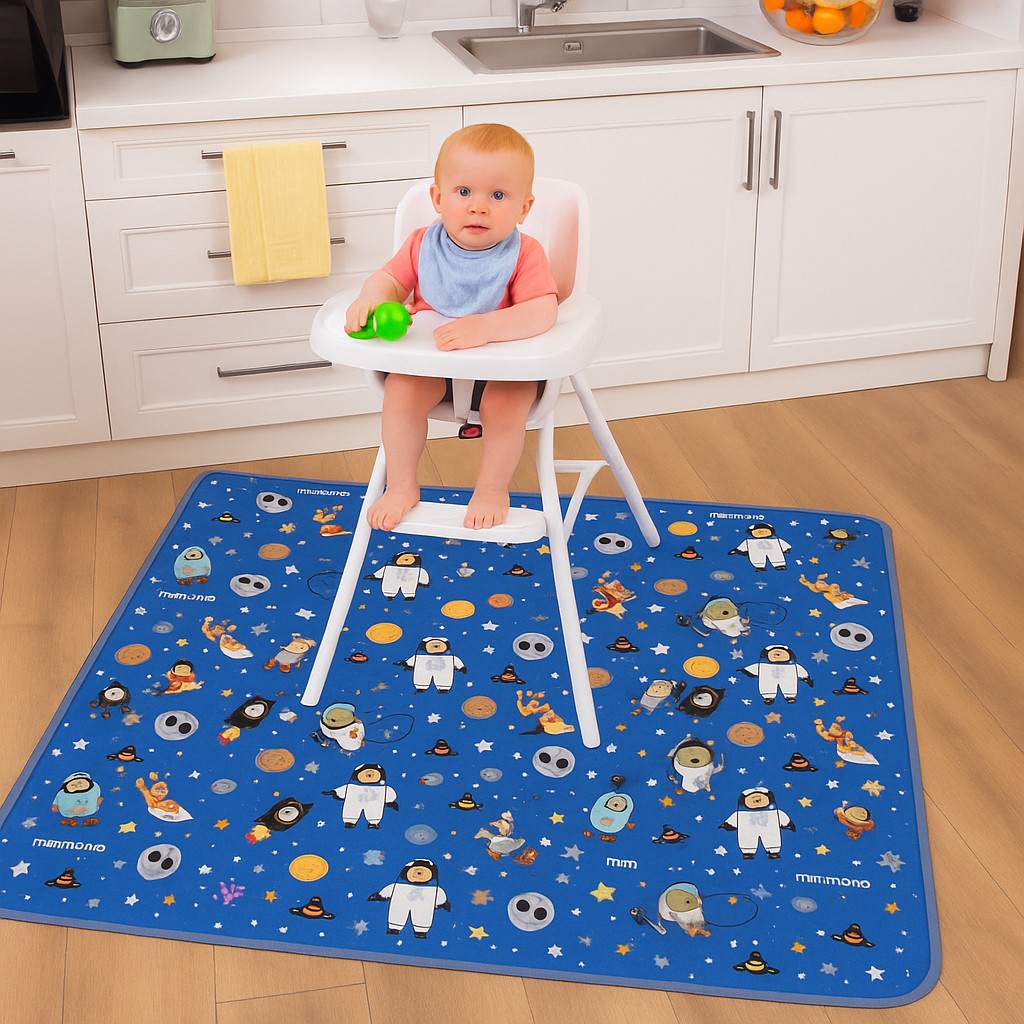Minimono Mama Sandalyesi Altı ve Aktivite Bakım Örtüsü - Sıvı Geçirmez Yıkanabilir - 145X120CM - Lacivert Desenli Diğer Fiyatı