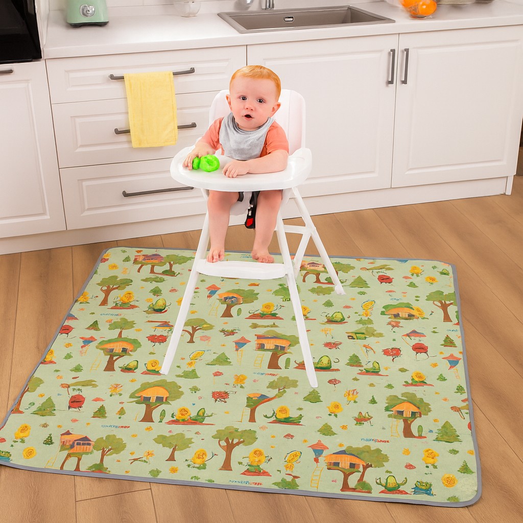 Minimono Mama Sandalyesi Altı ve Aktivite Bakım Örtüsü - Sıvı Geçirmez Yıkanabilir - 145X120CM - Yeşil Diğer Fiyatı