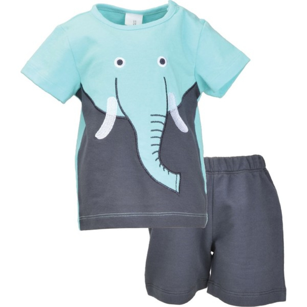 Mininio Erkek Bebek Antrasit Elephant T-Shirt ve Şort Takım (3 - 24 Ay) Bebek Giysi Takım Fiyatı