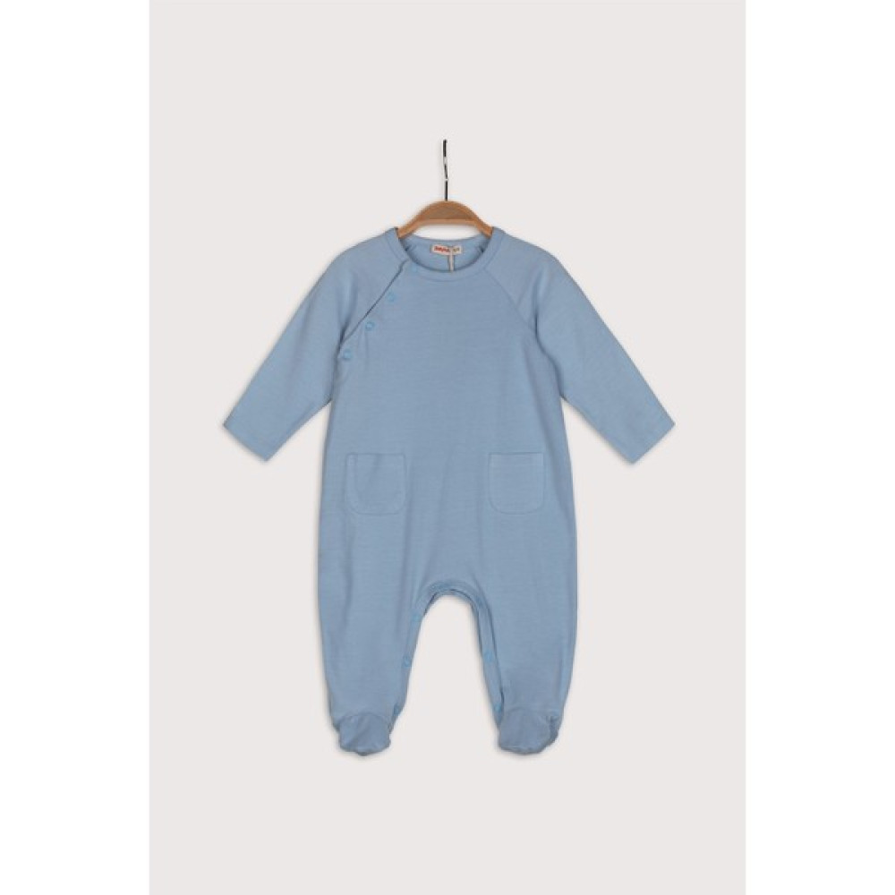 Mininio Unisex Bebek Çıtçıtlı Cepli %100 Pamuk Tulum (0-12AY) Bebek Tulumu Fiyatı