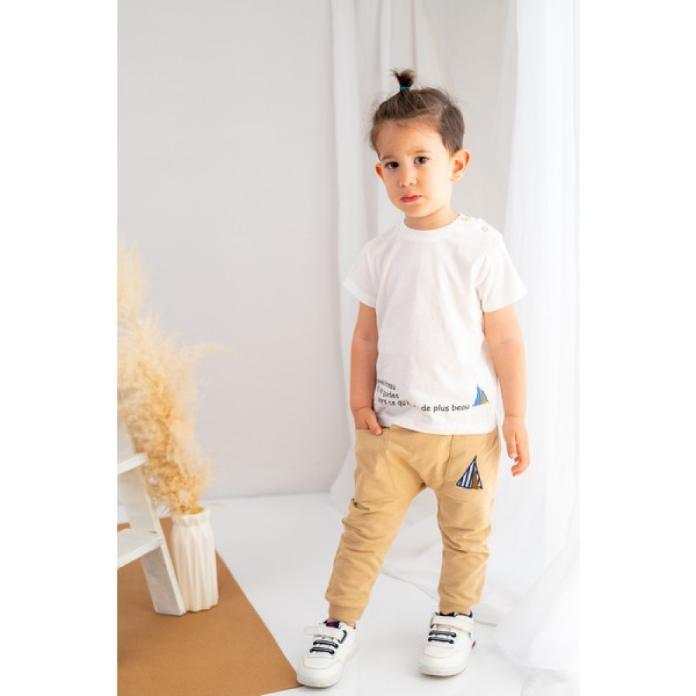 Minino Erkek Bebek Mon Beau Bateau Yelkenli T-Shirt ve Cepli Nakışlı Alt Takım (6AY-4YAŞ) Erkek Çocuk Giyim Takımı Fiyatı
