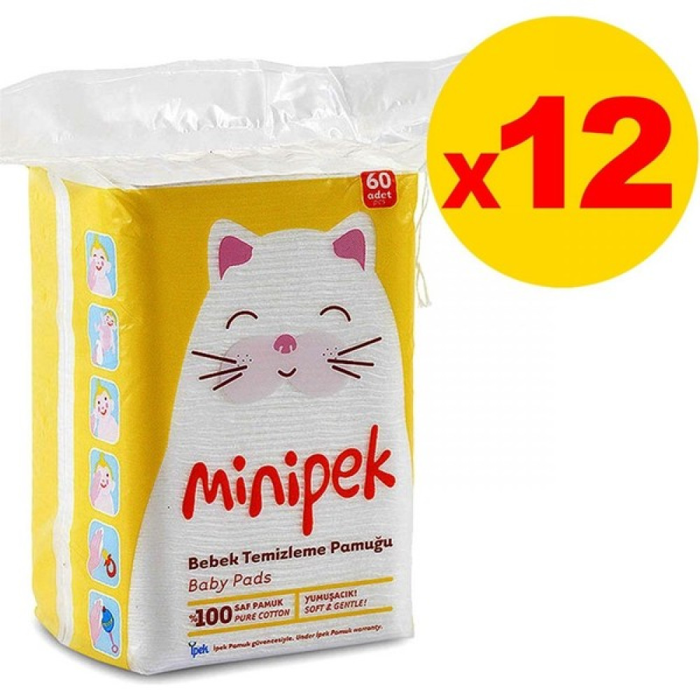 Minipek Bebek Temizleme Pamuğu 60 x 12 Paket Bebek Kulak Çubuğu Fiyatı