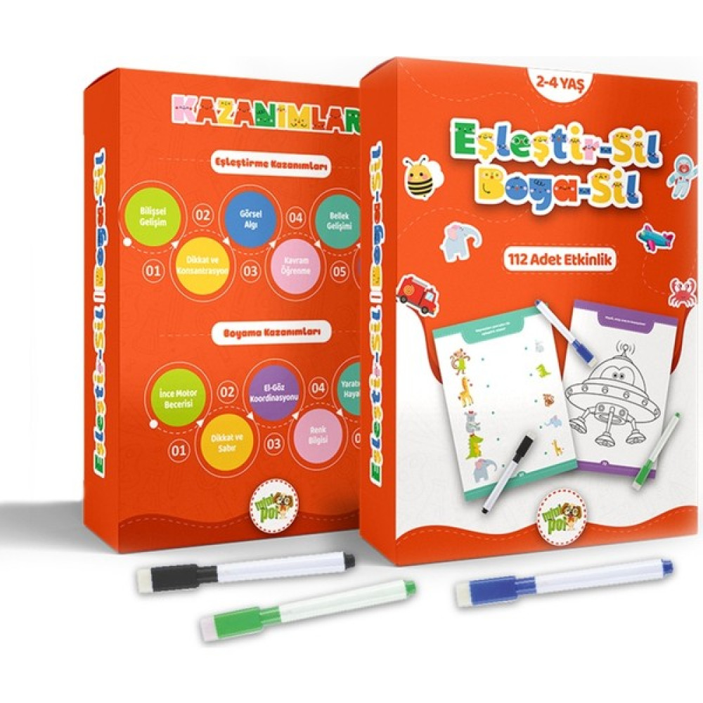 Minipoi Eşleştir Sil-Boya Sil Eğitici Etkinliklik Aktivite Kartları Diğer Fiyatı