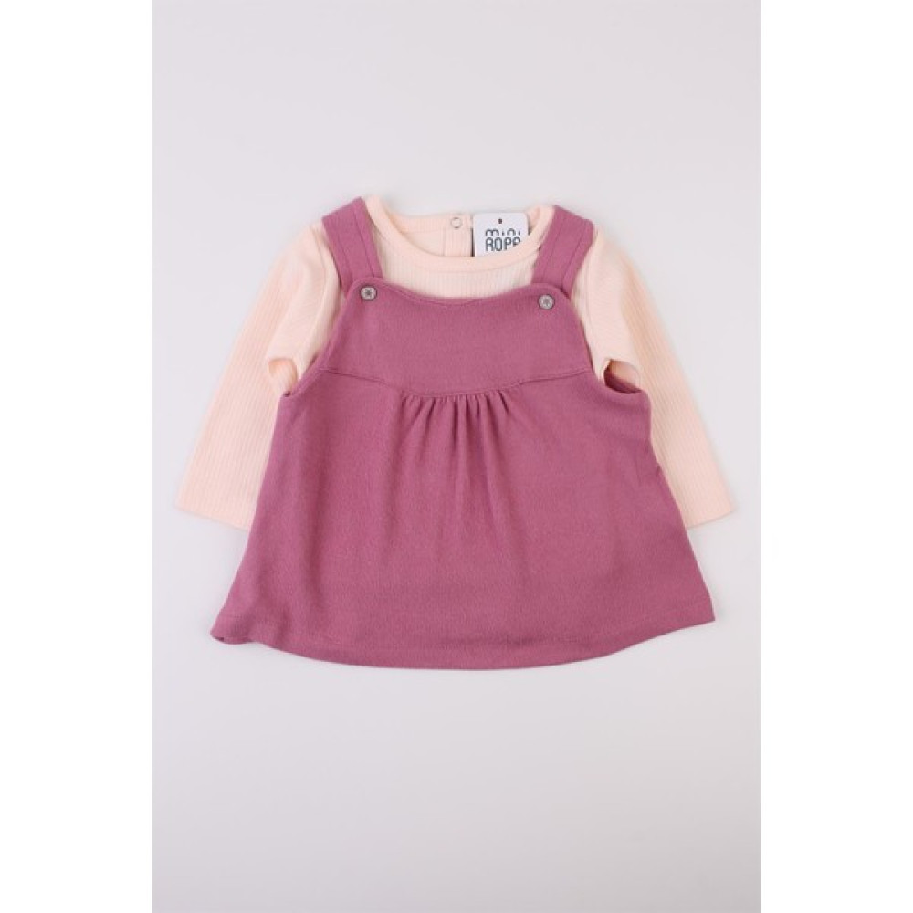 Miniropa Mürdüm Kız Bebek Elbise Fitilli Sweatshirt Ayarlanabilir Askılı Bebek Elbise Bebek Elbisesi Fiyatı