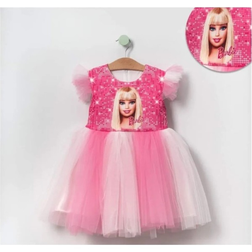 Miniş Bebe Şakran Kız Çocuk Barbie Kol Detaylı Astarlıtüllü Özel Gün Doğum Günü Parti Elbise Kız Çocuk Elbise Fiyatı