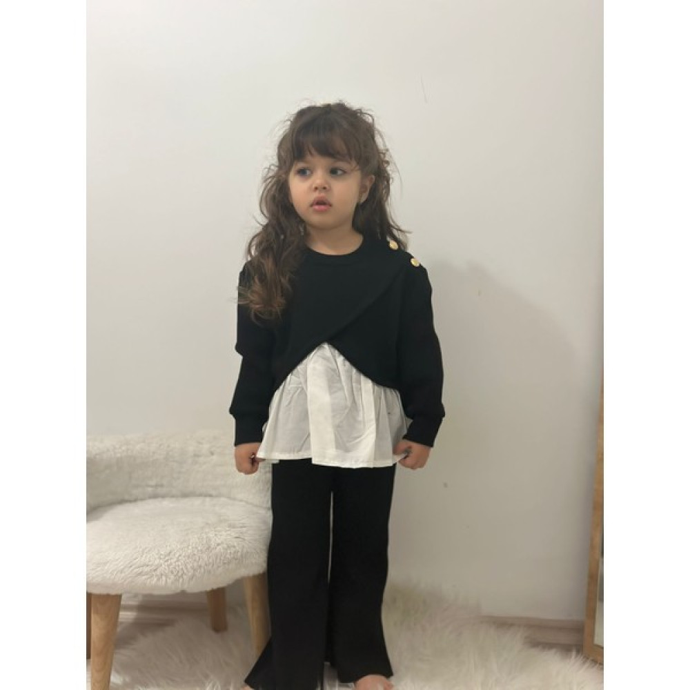 Minische Store Kız Çocuk Şık Siyah-Beyaz Eşofman Takım Kız Çocuk Eşofman Fiyatı