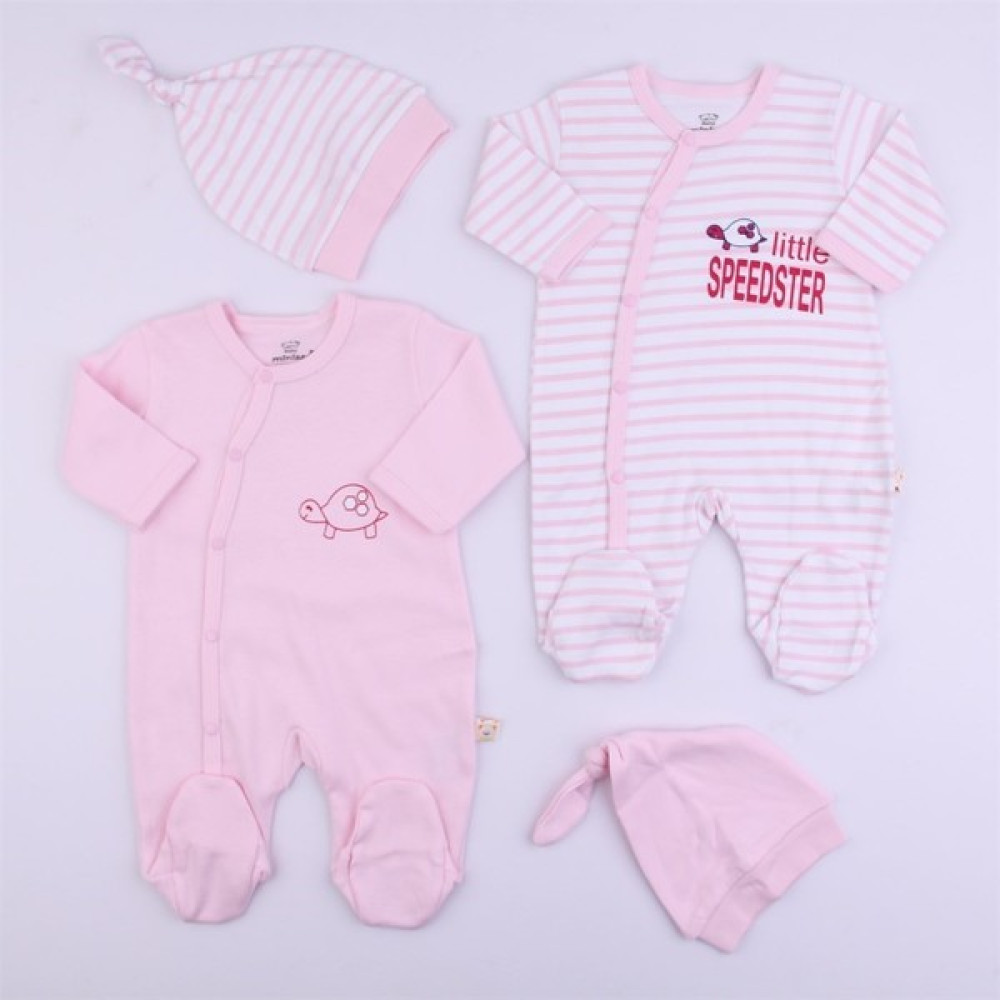 Minisse Kaplumbağalı Pembe 2'Li Tulum Bebek Tulumu Fiyatı