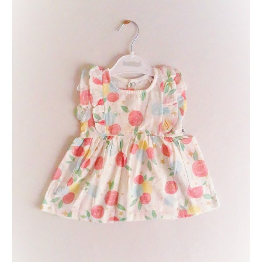 MiniStand Kız Bebek Çocuk Çiçekli Cepli Elbise Bebek Elbisesi Fiyatı