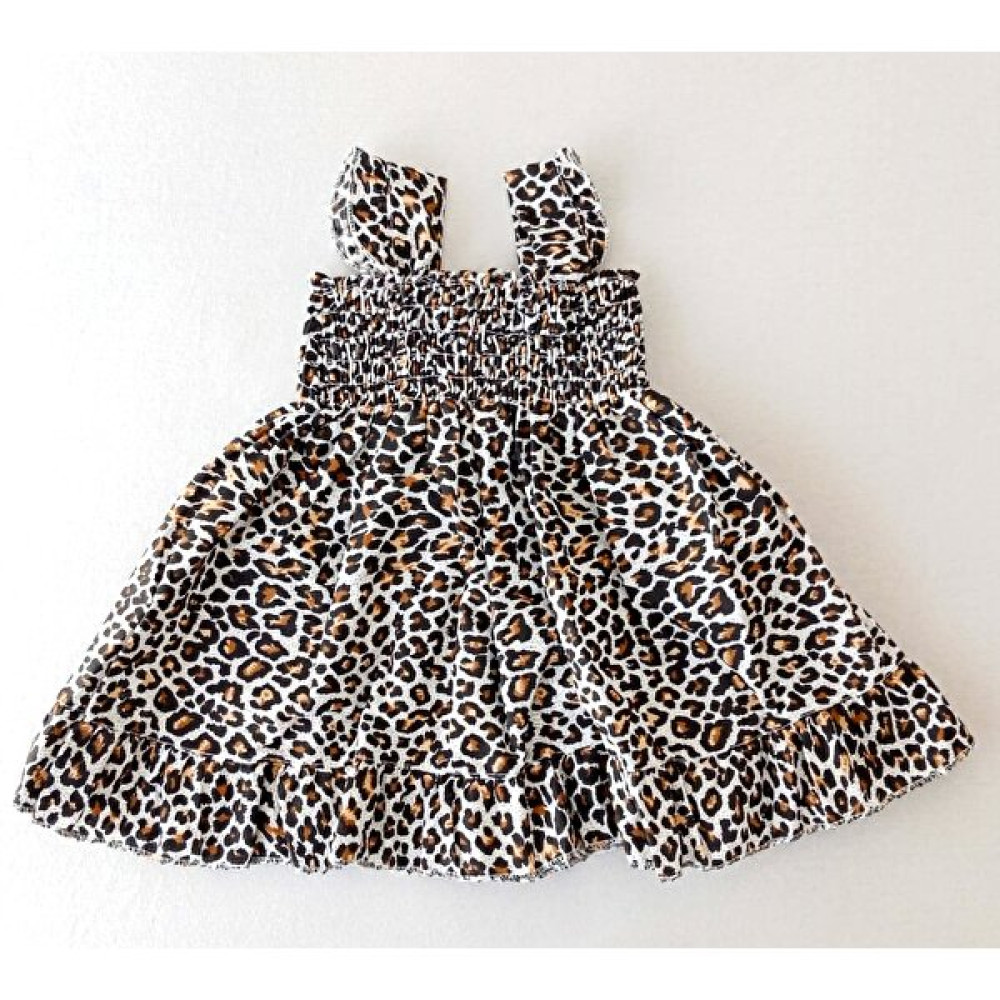 MiniStand Kız Bebek Leopar Desenli Askılı Elbise Bebek Elbisesi Fiyatı