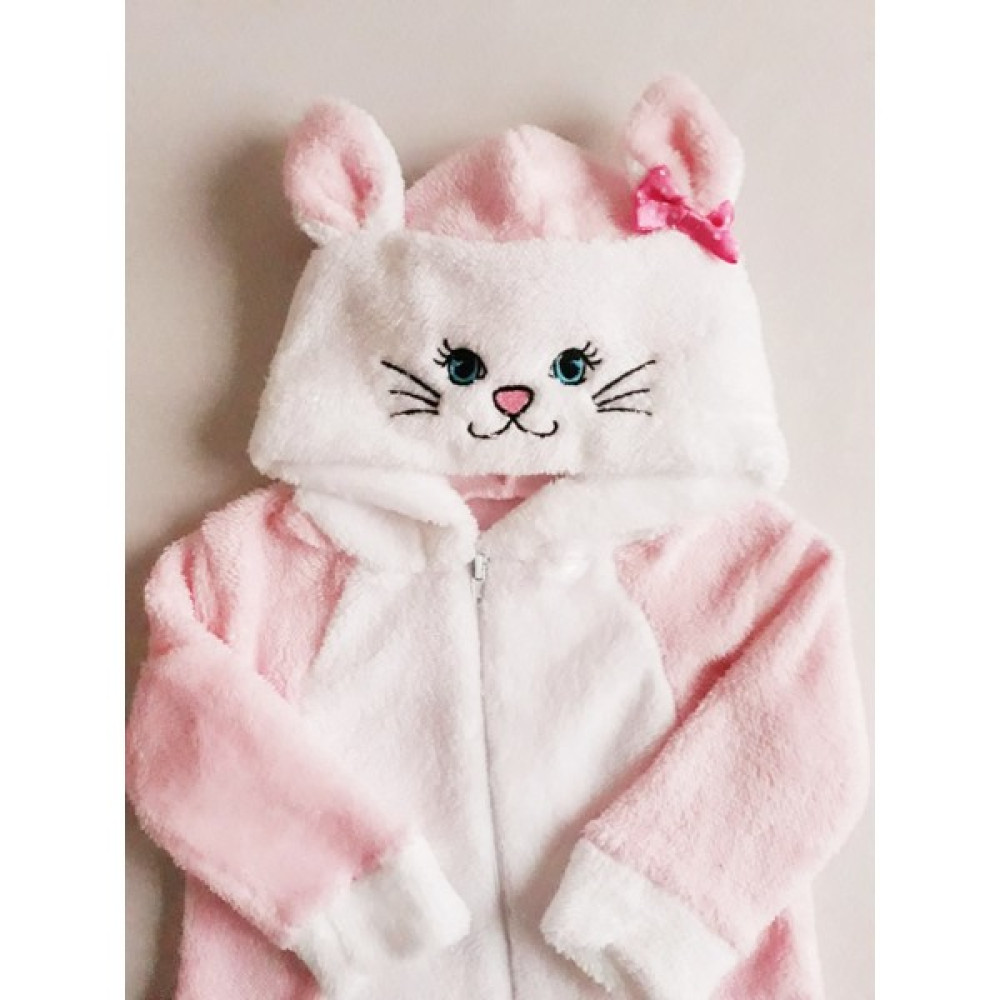 MiniStand Kız Bebek Peluş Tulum Kedili Pembe Bebek Tulumu Fiyatı