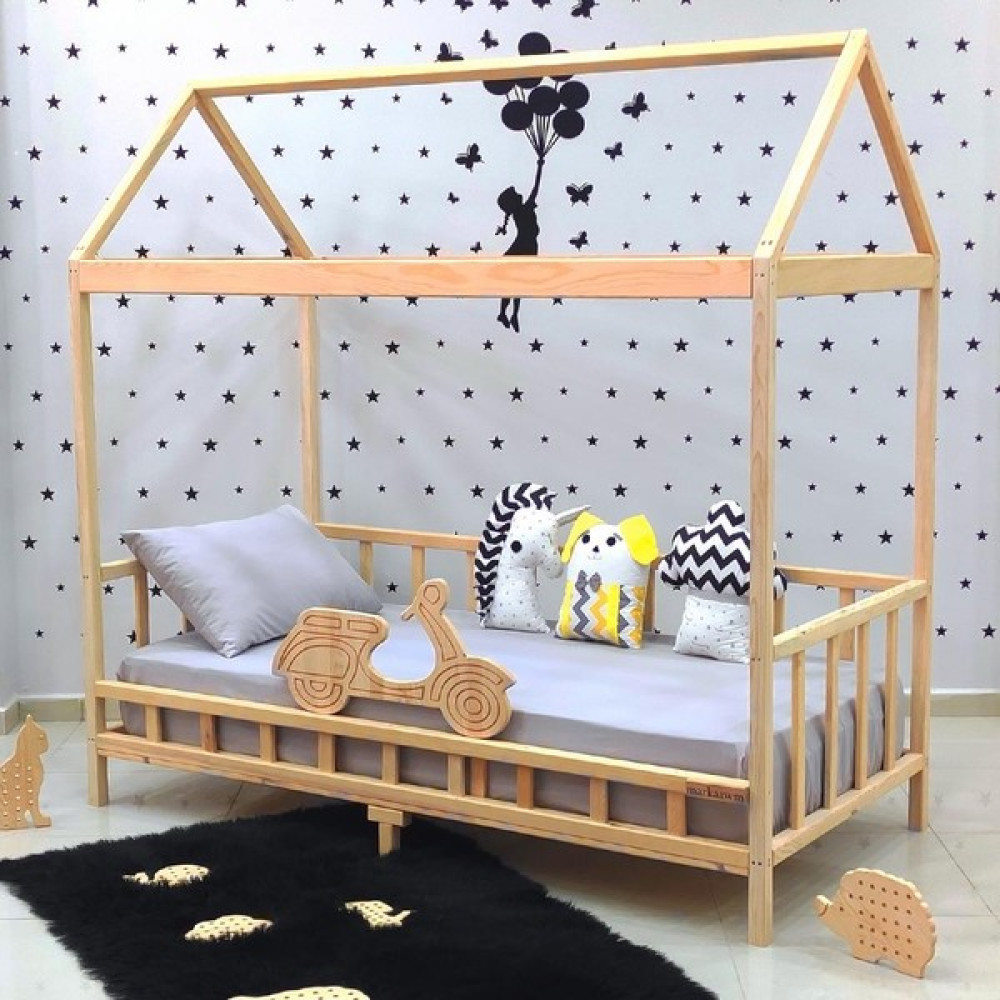 MiniWood Ahşap Montessori Yatak Motorlu Çocuk Karyola - 60 x 120 cm Karyola Fiyatı