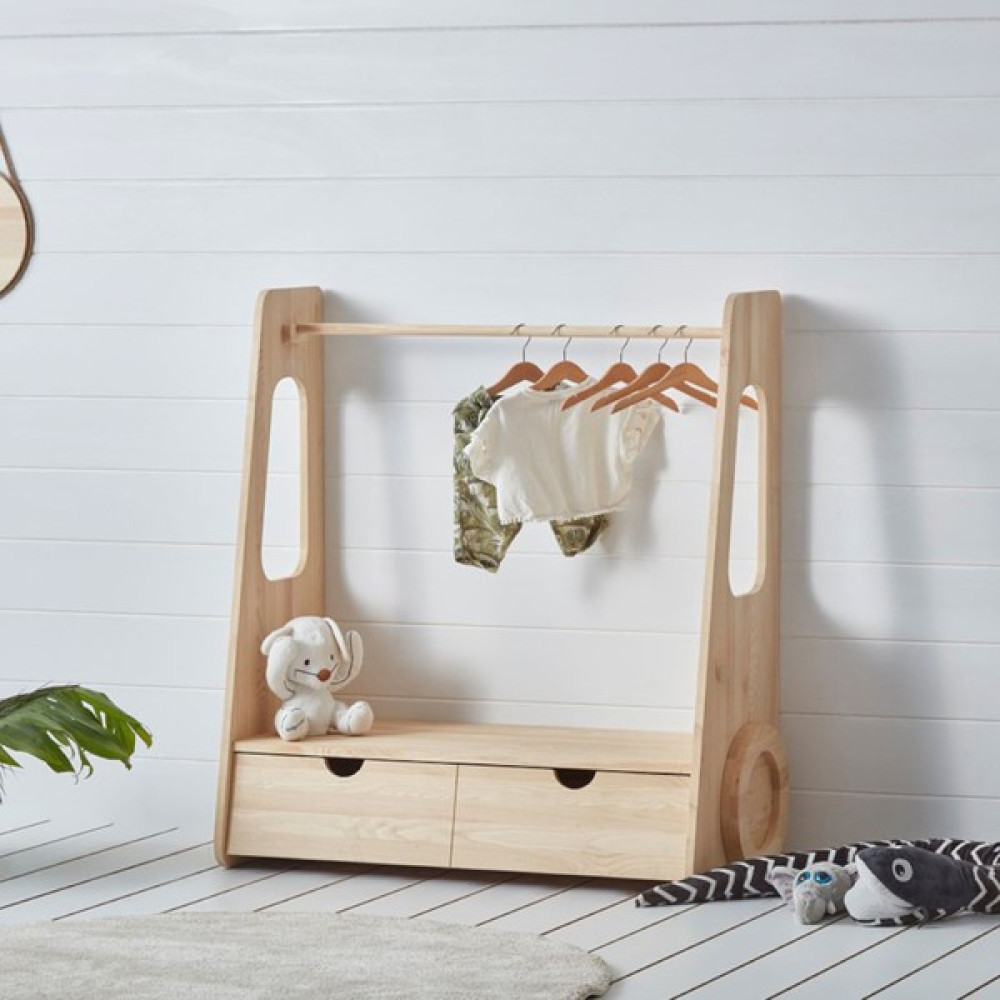 MiniWood Arabalı Montessori Askılık Çocuk Odası Şifonyer Montessori Dolap Bebek Odası Tekstili Fiyatı
