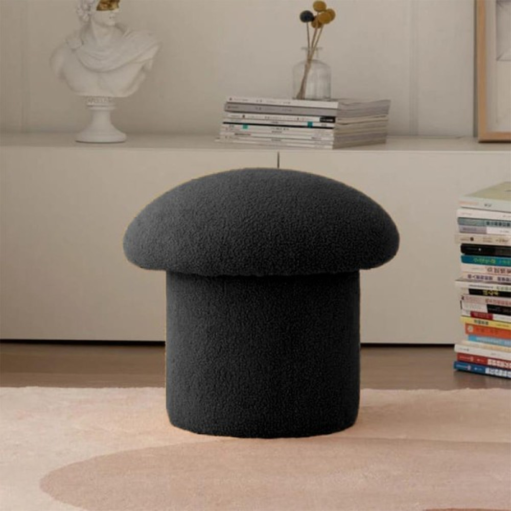 MiniWood Mantar Puf Mushroom Renkli Puf Teddy Kumaş Bench - Siyah Puf Fiyatı