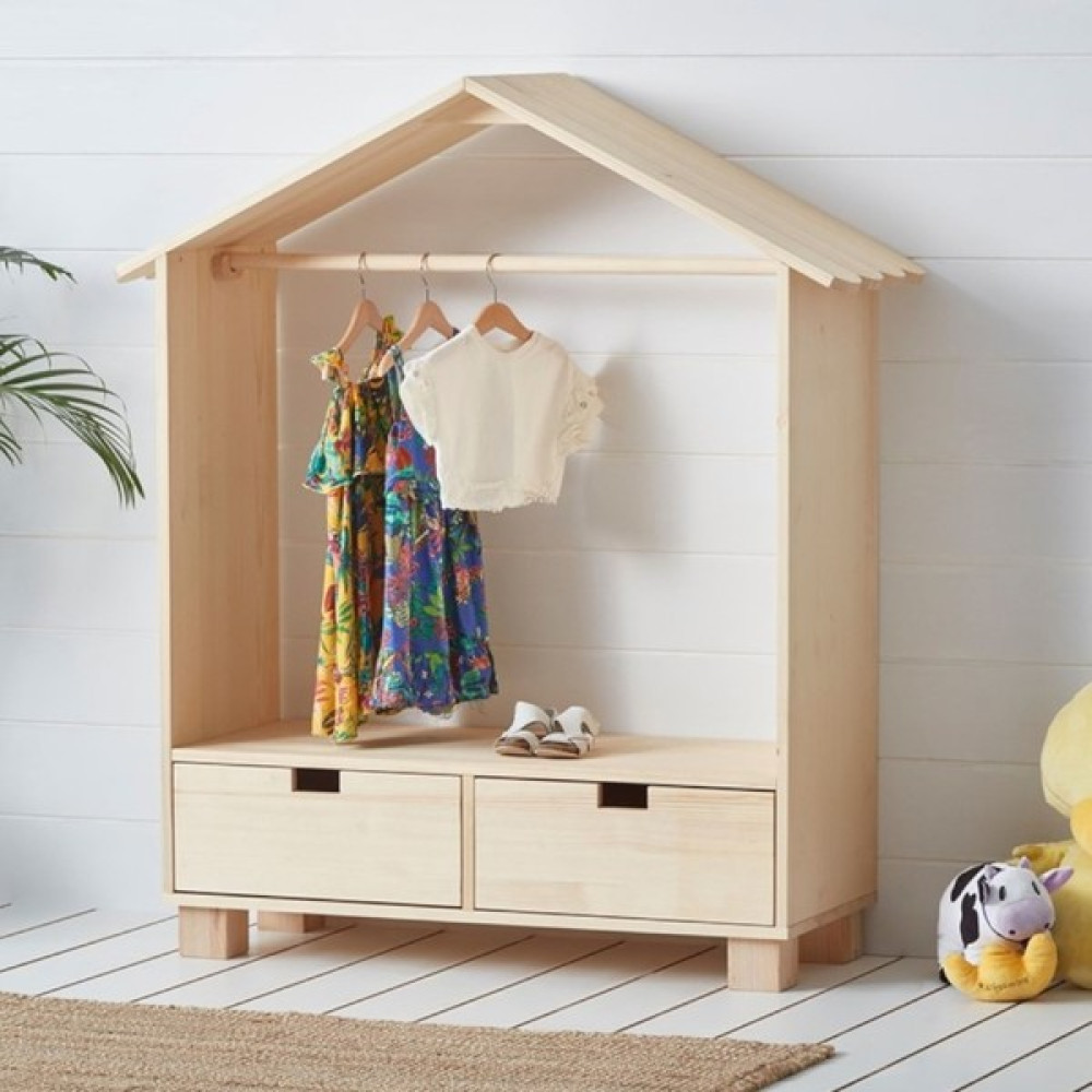 MiniWood Montessori Askılık Çocuk ve Bebek Odası Dolap Çekmeceli Portmanto Bebek Odası Tekstili Fiyatı