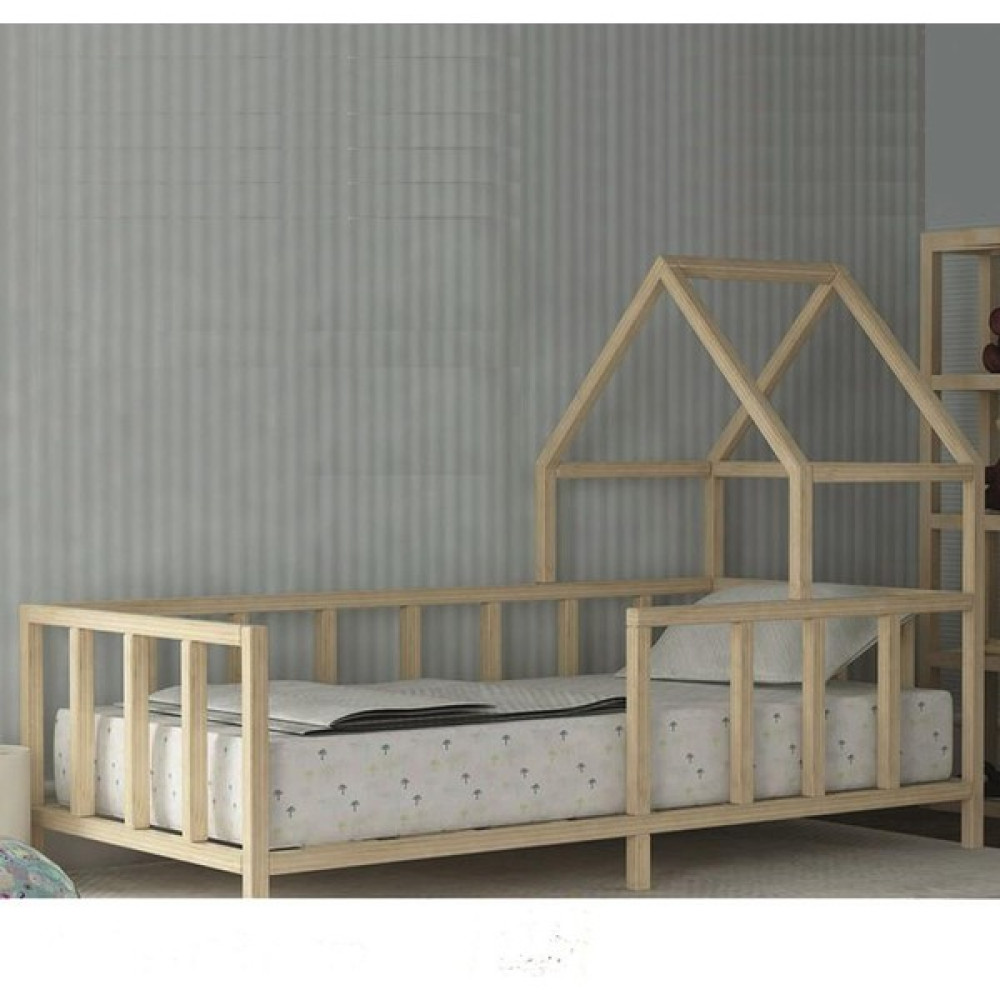 MiniWood Montessori Çocuk Yatak Doğal Çam 90X190 Karyola Selen - 90 x 190 cm - Ahşap Karyola Fiyatı