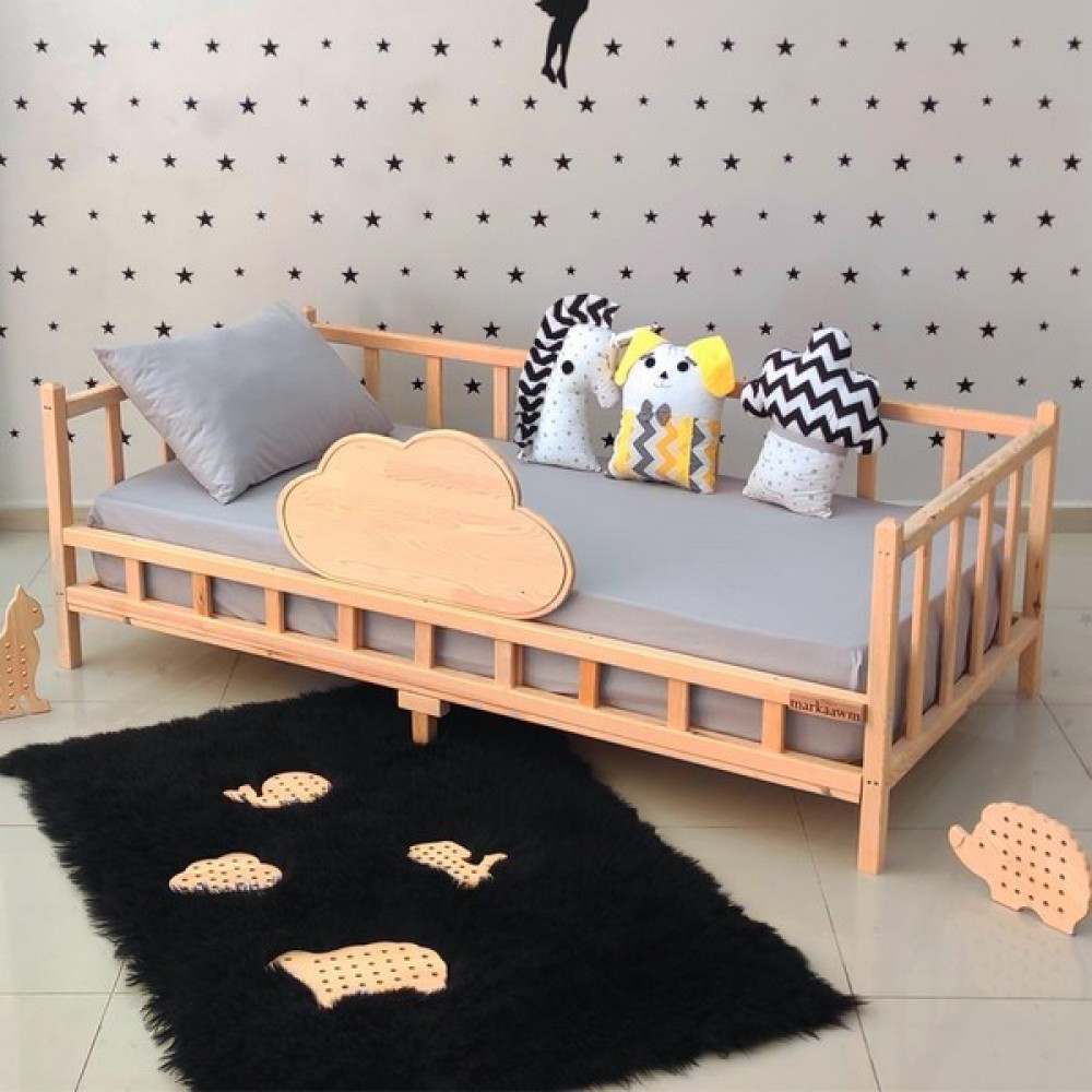 MiniWood Montessori Yatak Bulut Karyola Çocuk ve Bebek Beşiği - 60 x 120 cm - Ahşap Karyola Fiyatı