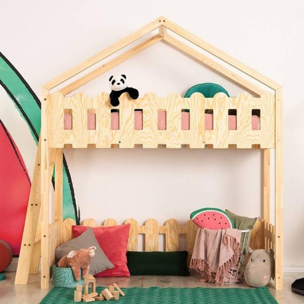MiniWood Oyun Alanlı Montessori Ranza Yatak Ahşap Çocuk Ranza - 90 x 190 cm Karyola Fiyatı